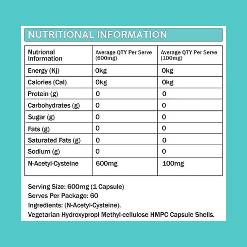 NAC 600mg 60 Capsules-Primabolics-Matakana Pharmacy